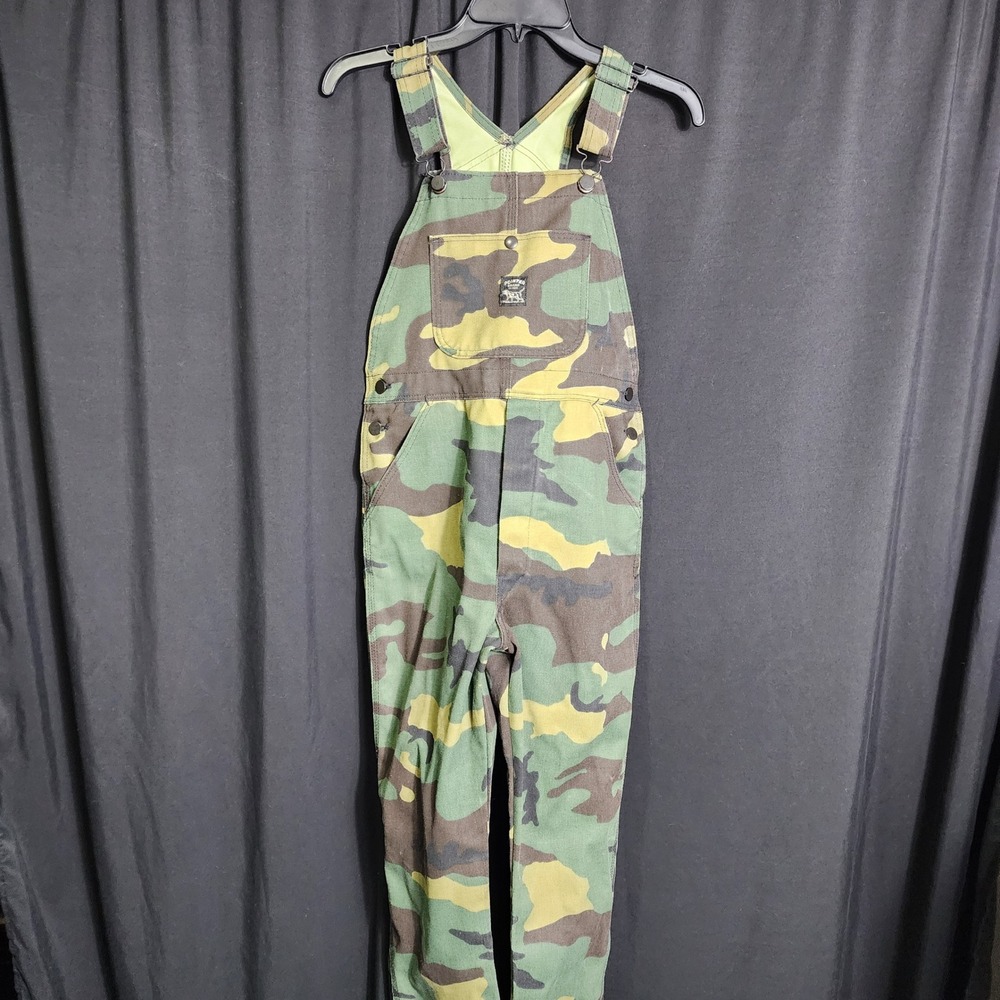 Pointer Brand Camo Overalls‎ Size 16 Woodland Camouflage Bib Dungarees USA Made